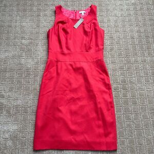 J Crew Wool Sheath Dress Womens 6 Pink Watermelon Coral Sleeveless Office NWT